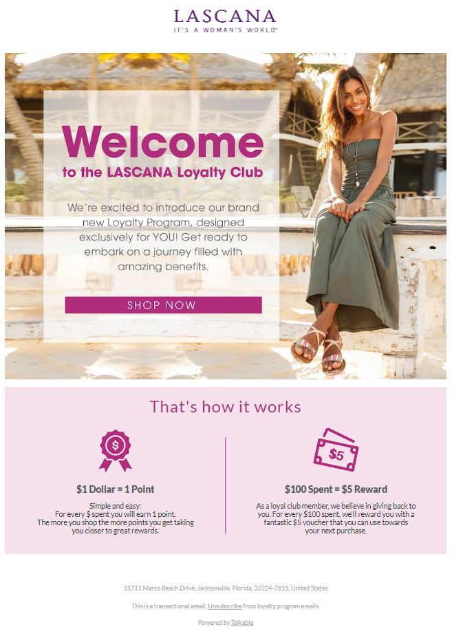 LASCANA Loyalty Club Welcome Email 